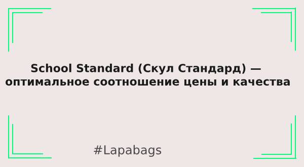 School Standard (Скул Стандард) — оптимальное соотношение цены и качества